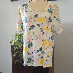 Lemon Floral Short Sleeve Women's Top